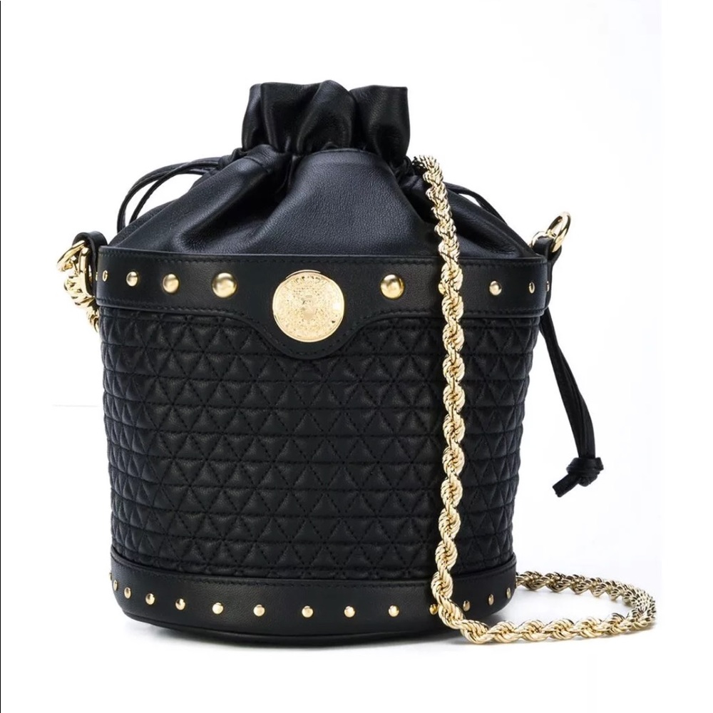 Balmain quilted renaissance leather party bag